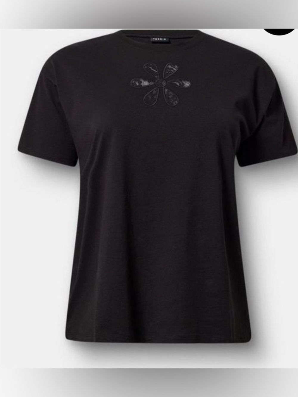 Torrid 4(4X)(26)Cotton Jersey Floral Cutout Relaxed Short Sleeve Crewneck TShirt - Picture 2 of 13